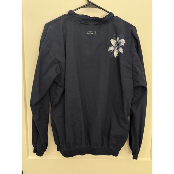 Vintage Crazy Shirts Hawaii Shirt Mens Small Henley Pullover Floral Navy - Picture 6 of 13